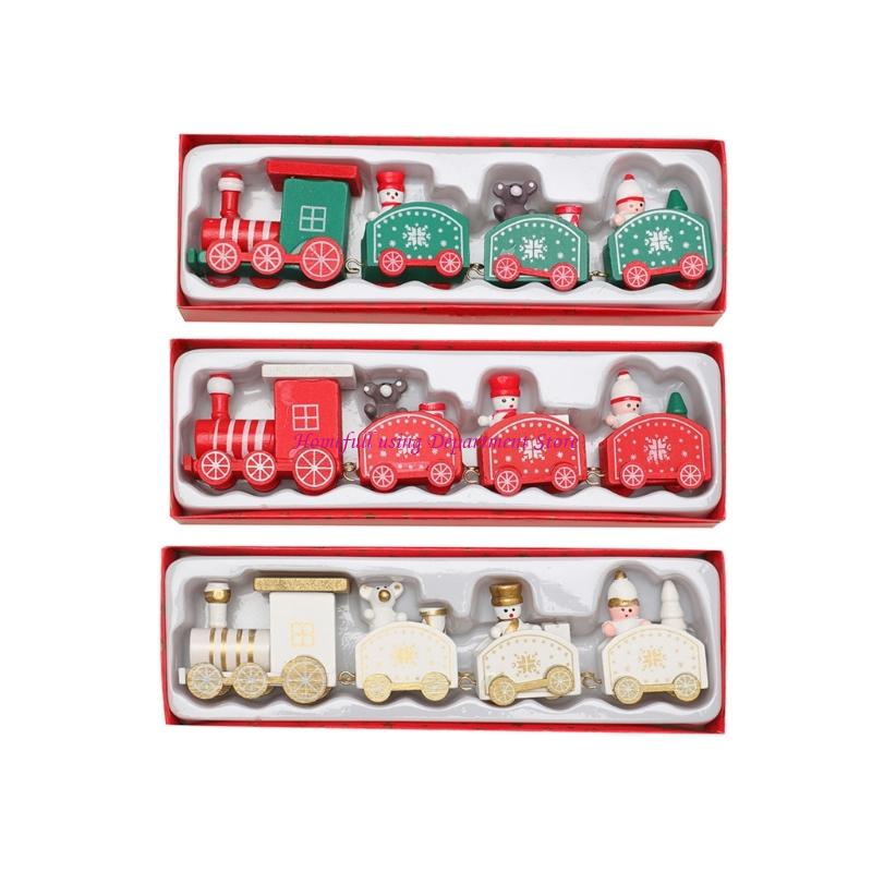 Sustainable Living Usa - Premium gesneden houten vakantietreinset Duurzame kerstwoonkamerdecoratie